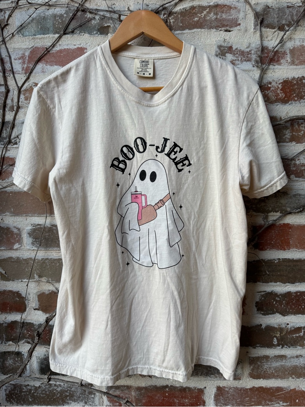 ✨ Comfort Colors "Boo-Jee" Ghost Stanley & Belt Bag Graphic Tee – Medium ✨
